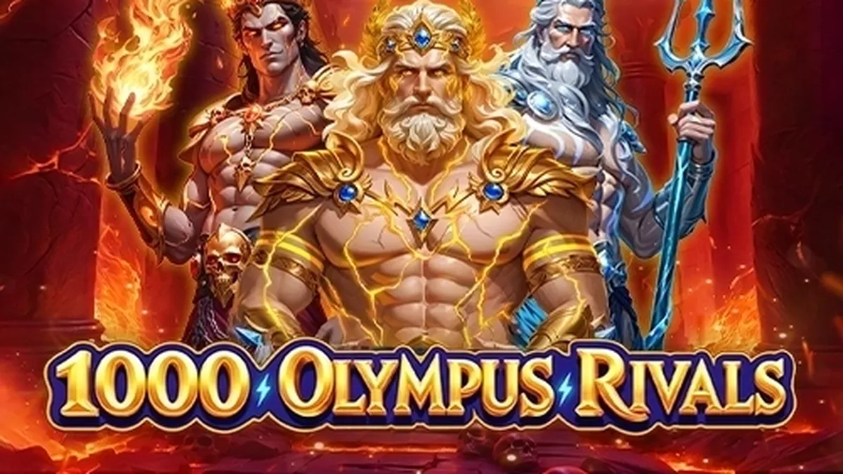 Tampilan visual slot 1000 Olympus Rivals dengan latar belakang Gunung Olympus